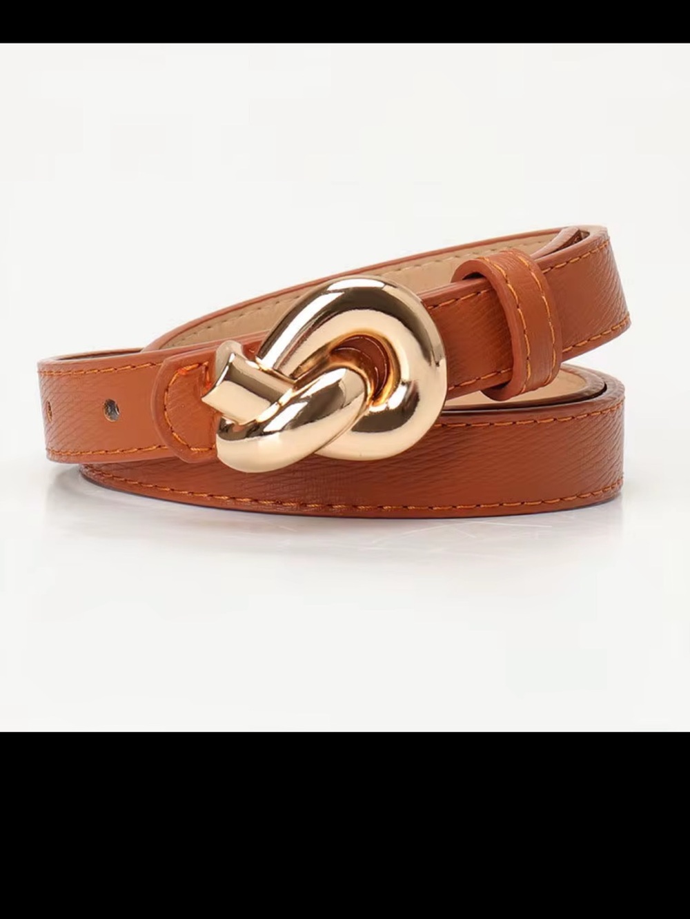 Women's Tan Leather Knot Buckle Belt